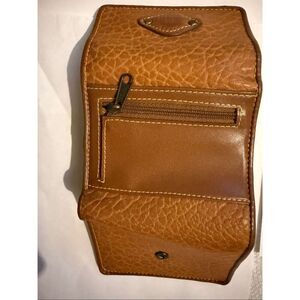 Vintage Esprit Women's Faux Leather Pebbled Snap Trifold Wallet Brown NWOT